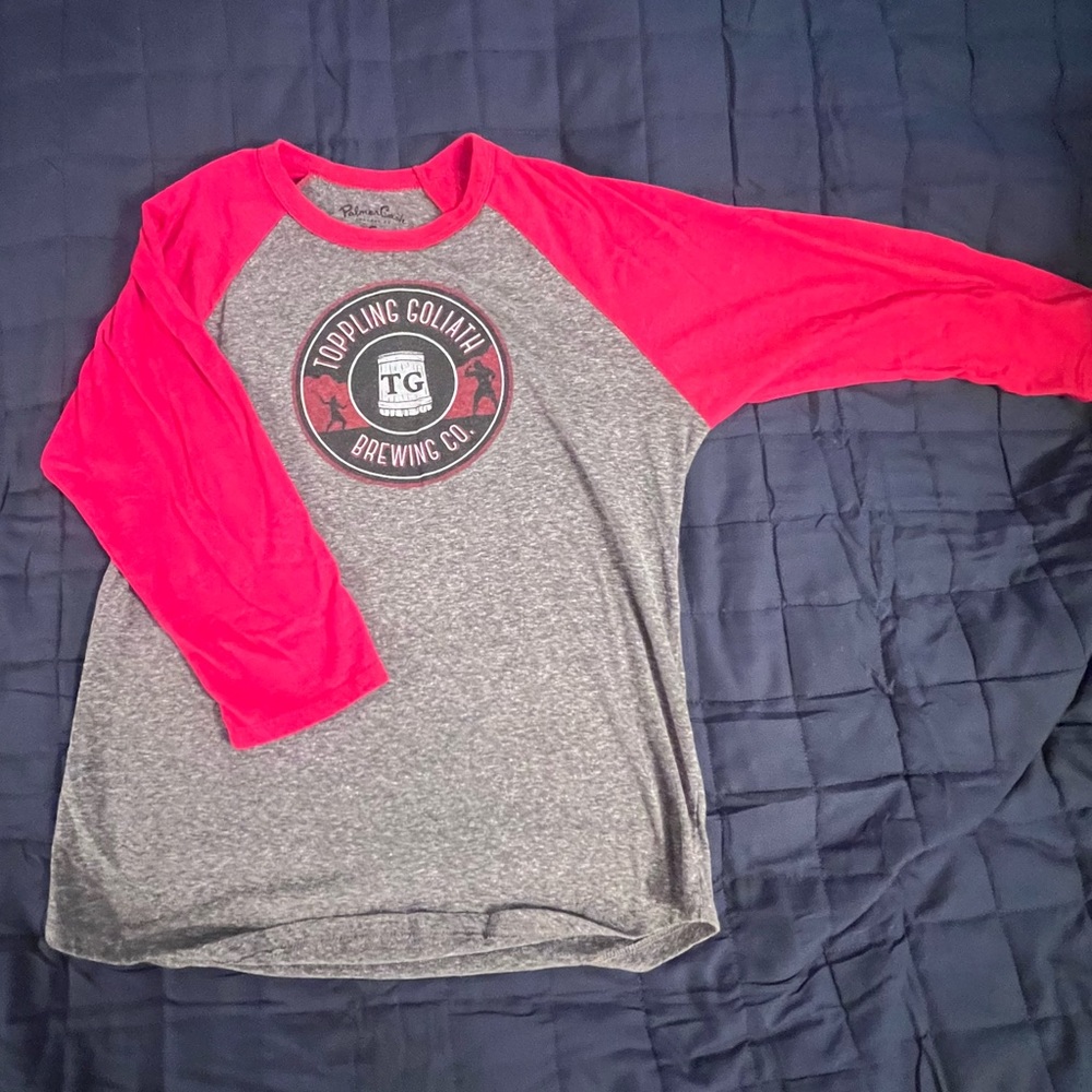 Toppling Goliath Brewery Baseball Tee men’s small 3/4 sleeves super soft!